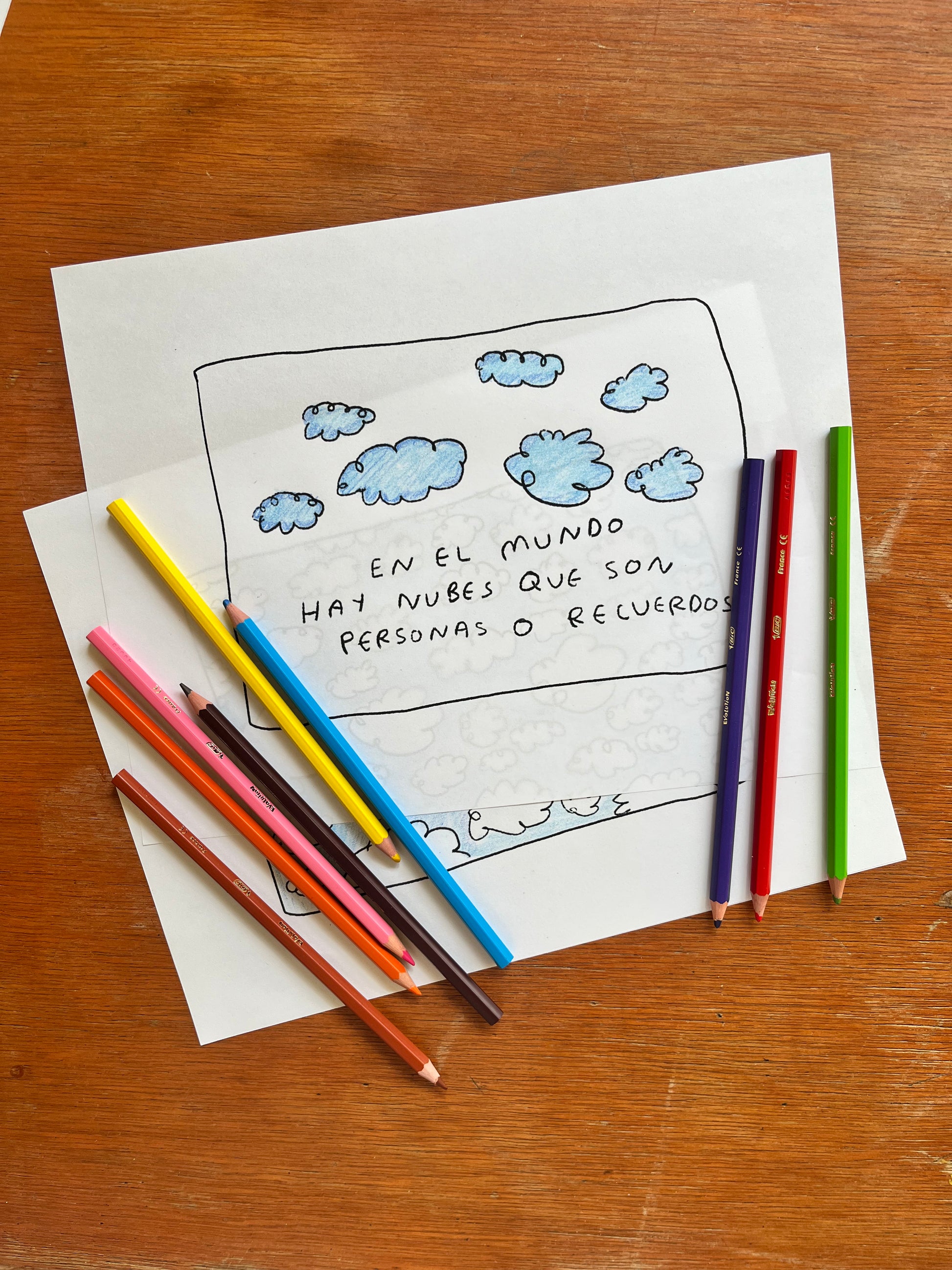 El libro para colorear nubes (imprime en casa) Torna Gris - Artista Mexicano