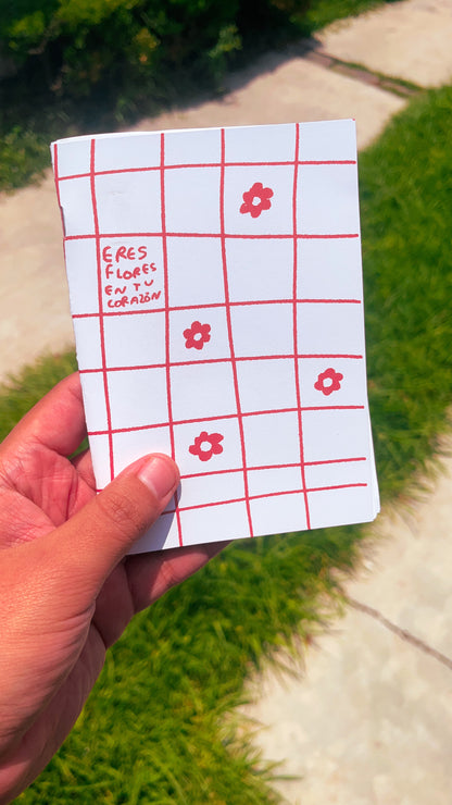 Libreta Flores | Pocket A6 Artesanal con Hojas Blancas