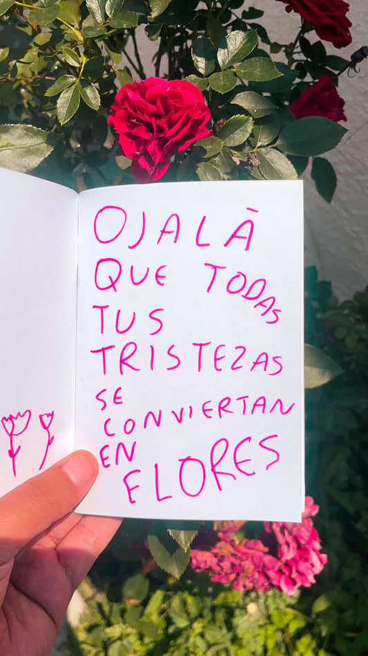 Libreta Flores | Pocket A6 Artesanal con Hojas Blancas