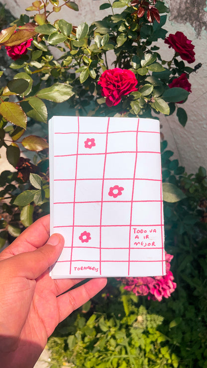 Libreta Flores | Pocket A6 Artesanal con Hojas Blancas