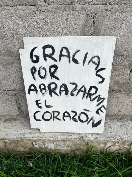 Gracias por abrazarme el corazon (pintura original) Torna Gris - Artista Mexicano