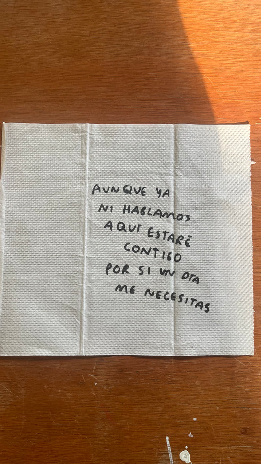 Aunque Ya Ni Hablamos Estaré Contigo – Servilleta Enmarcada Original