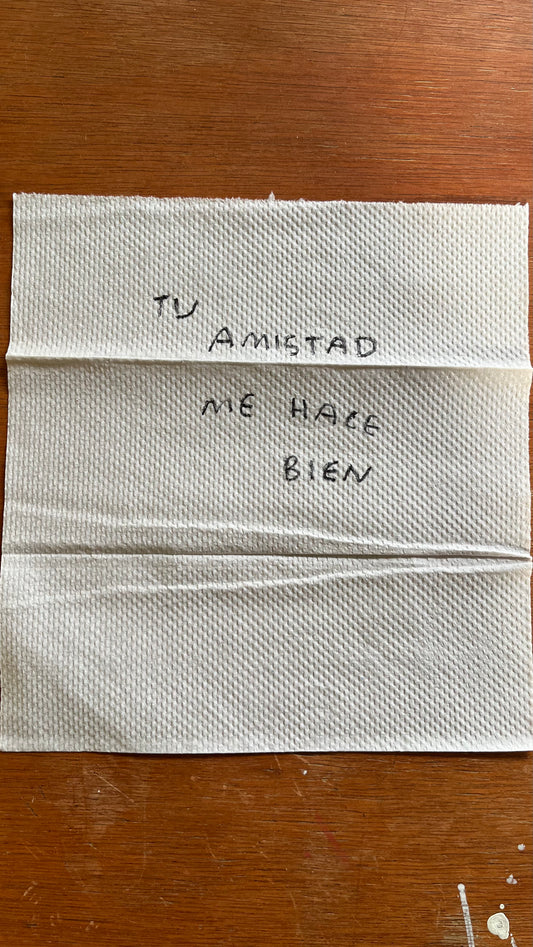 Tu Amistad Me Hace Bien – Servilleta Enmarcada Original