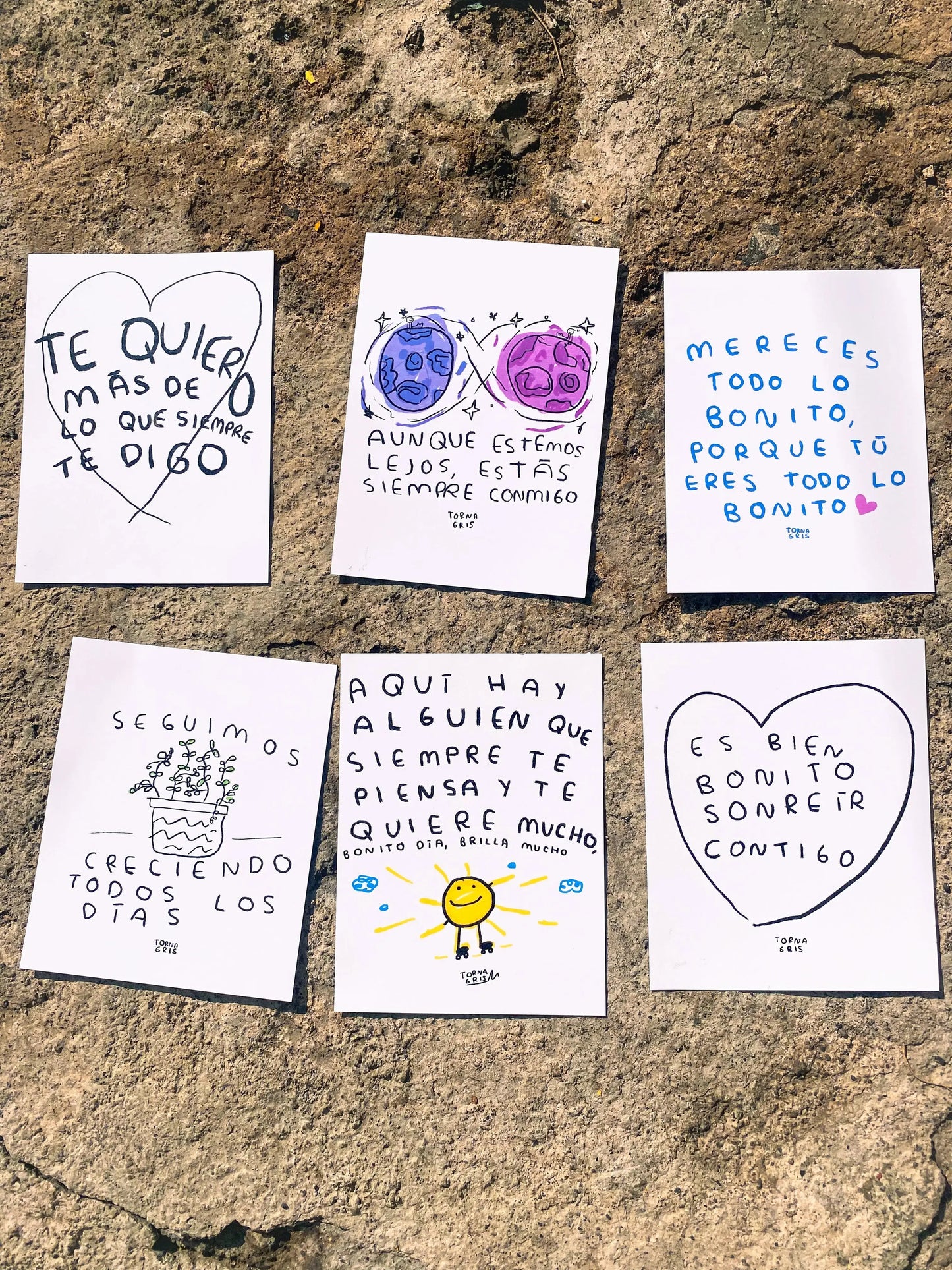 Set de 40 postales para regalar (imprime en casa) - Torna Gris - Artista Mexicano