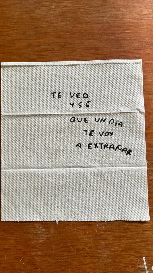 Te Veo y Sé que Te Voy a Extrañar – Servilleta Enmarcada Original