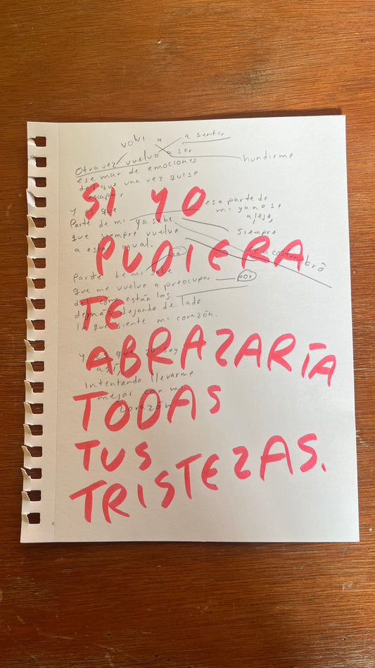 Si Yo Pudiera Te Abrazaría Tus Tristezas – Pintura Original en Hoja de Acuarela