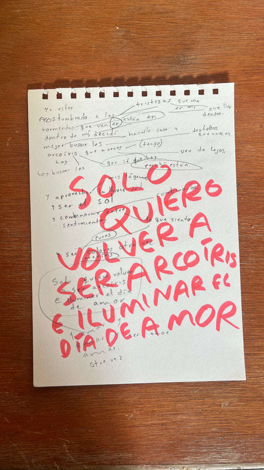 Solo Quiero Volver a Ser Arcoíris e Iluminar el Día de Amor – Pintura Original en Hoja de Acuarela