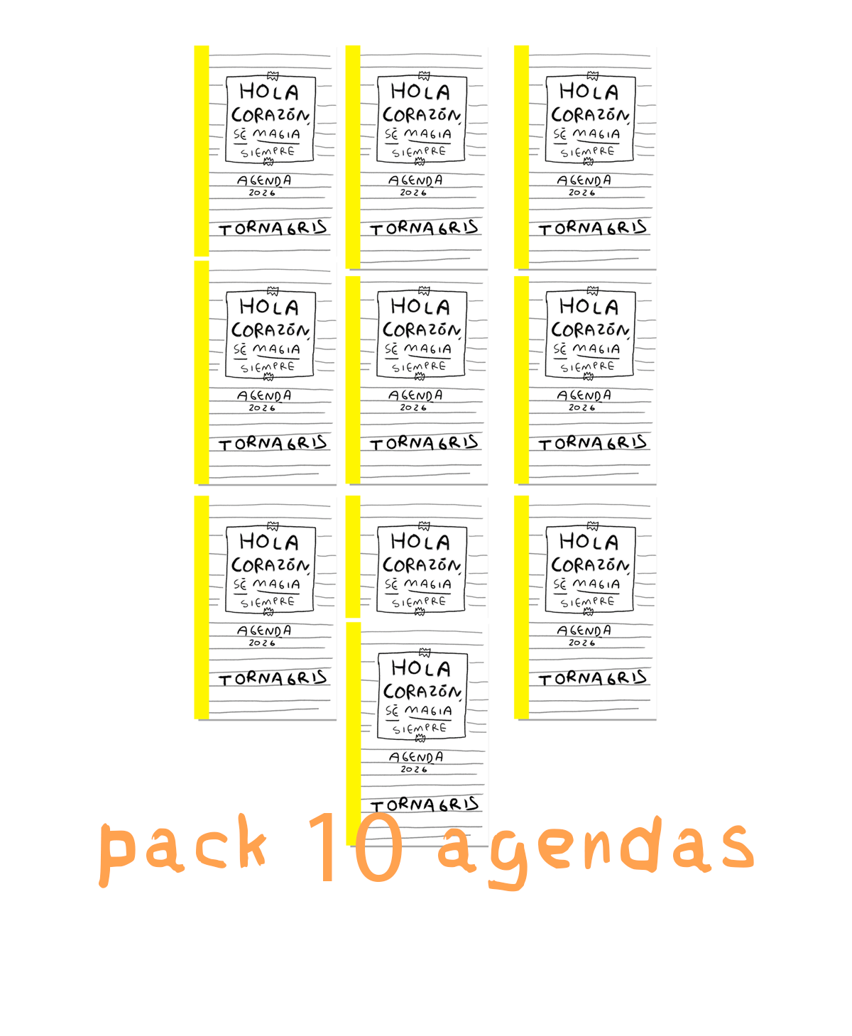 10 Agendas 2026 hola corazon (Fisico) Pack Navidad - Torna Gris - Preventa
