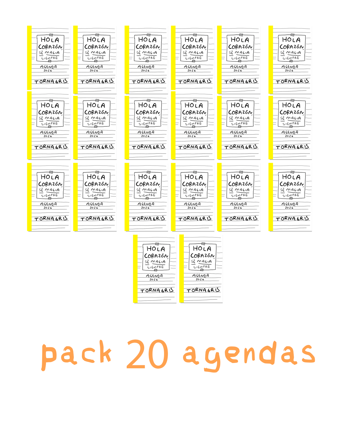20 Agendas 2026 Hola corazon (Fisico) Pack Fin de año - Preventa (Copia)