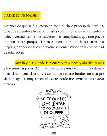 Se Te Olvidó Decirme Cómo Dejarte de Querer - Guia basica para curar un corazon roto por desamor (PDF imprimible)