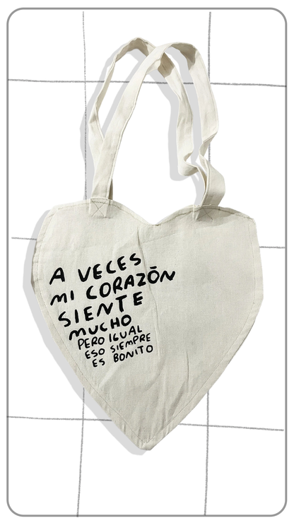Bolsa Totebag Corazón Hecha a Mano | Arte Mexicano Torna Gris