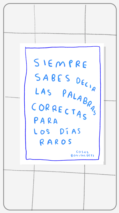 Todas las cosas bonitas de ti — Deck de cartas · Torna Gris